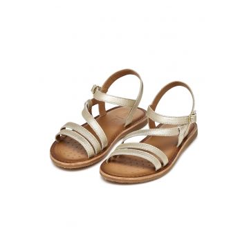 Sandale de piele cu aspect metalizat