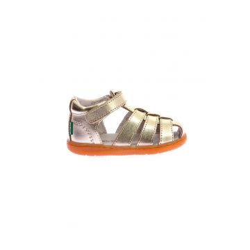 Sandale de piele cu aspect metalizat