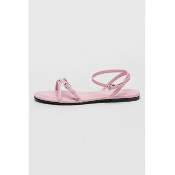 Sandale de piele cu talpa joasa si barete multiple
