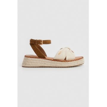 Sandale de piele intoarsa cu platforma