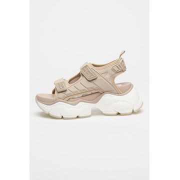 Sandale demi-wedge cu velcro