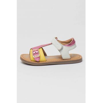 Sandale din piele cu aspect stralucitor