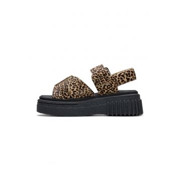 Sandale din piele cu model animal print