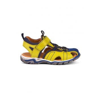 Sandale din piele cu model colorblock