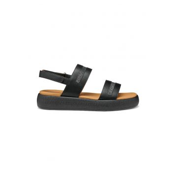 Sandale din piele ecologica cu inchidere velcro si detalii stralucitoare