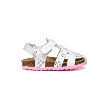 Sandale din piele ecologica cu velcro si model