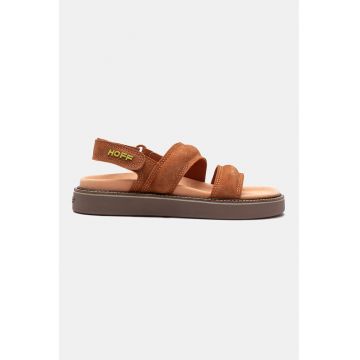 Sandale din piele intoarsa cu logo