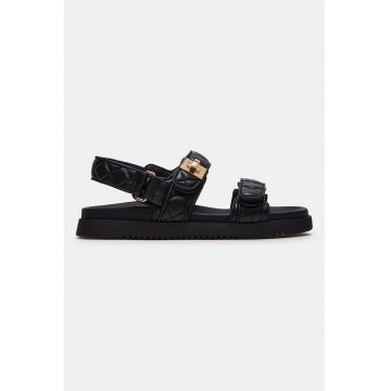 Sandale matlasate cu talpa plata si inchidere velcro