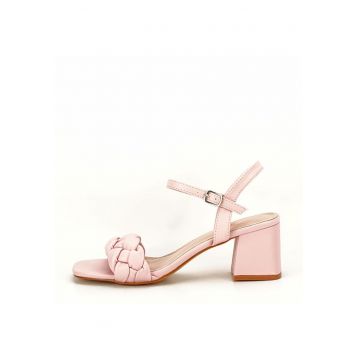 Sandale roz deschis cu toc gros BL6380 128 11125