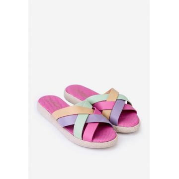 Sandale tip papuc dama din piele multicolora