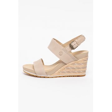 Sandale wedge de piele nabuc Capri