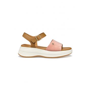 Sandale wedge de piele si piele ecologica