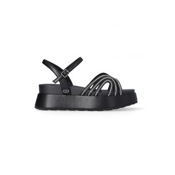 Sandale wedge din piele ecoologica