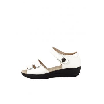Sandale albe din piele naturala Agata 127 5550