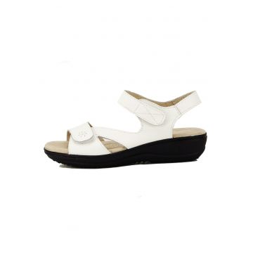 Sandale albe din piele naturala Sara 129 5501 - Alb