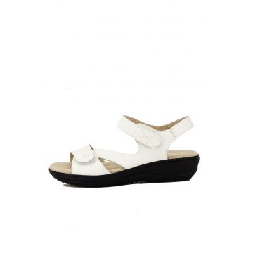 Sandale albe din piele naturala Sara 129 5501