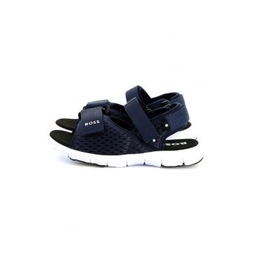 Sandale cu inchidere velcro si detalii logo