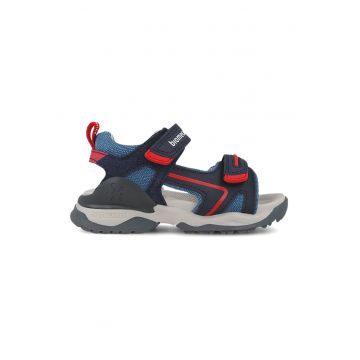 Sandale cu talpa demi-wedge si imprimeu logo