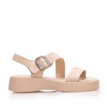 Sandale cu talpă groasă damă din piele naturală, Epica - 4012 Cappuccino Box