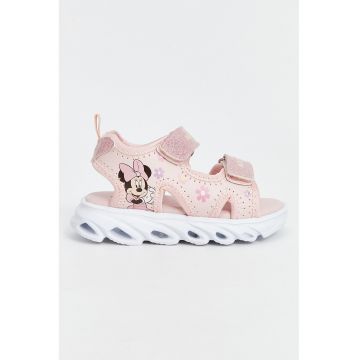 Sandale cu velcro - Minnie Mouse si model floral