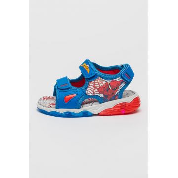 Sandale cu velcro si lumini Spider-man