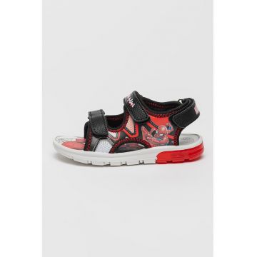 Sandale cu velcro si lumini Spider-man