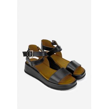 Sandale dama  negre din piele naturala