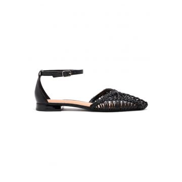 Sandale de piele cu perforatii - Negru