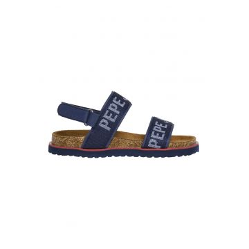 Sandale de piele ecologica si material textil cu logo