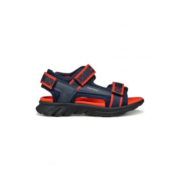 Sandale de piele ecologica si material textil cu velcro