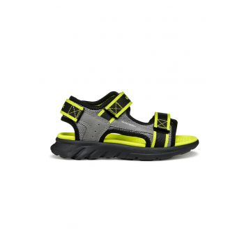 Sandale de piele ecologica si material textil cu velcro