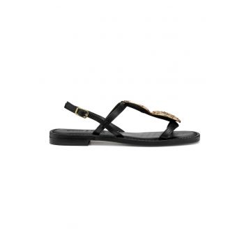 Sandale din piele cu aplicatii metalice