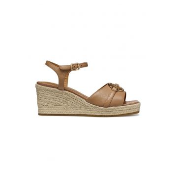 Sandale din piele cu talpa wedge
