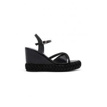 Sandale din piele cu talpa wedge
