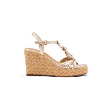 Sandale din piele cu talpa wedge Castine - Auriu