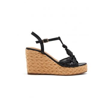 Sandale din piele cu talpa wedge Castine - Negru