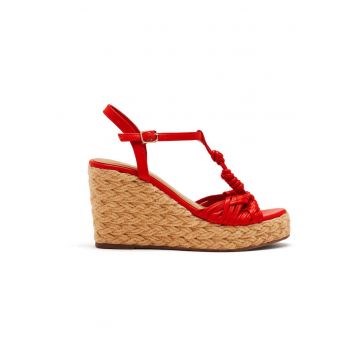 Sandale din piele cu talpa wedge Castine - Rosu