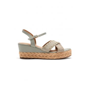 Sandale din piele cu talpa wedge Gilsum - Gri