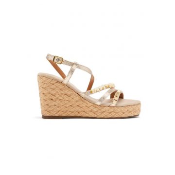 Sandale din piele cu talpa wedge Zola - Auriu