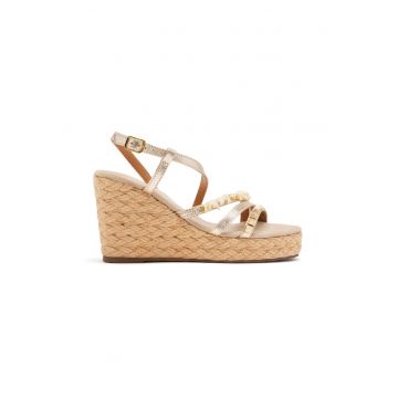 Sandale din piele cu talpa wedge Zola