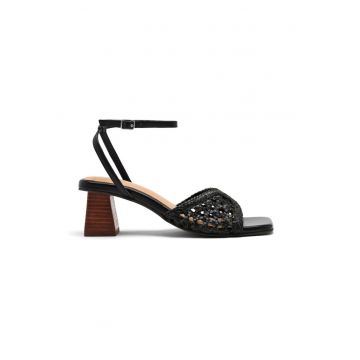 Sandale din piele cu toc masiv Burnside