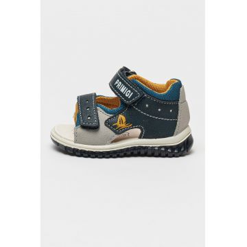 Sandale din piele ecologica cu logo si velcro