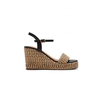Sandale din piele ecologica cu talpa demi-wedge