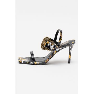 Sandale din piele ecologica Emily - Alb/Negru/Galben