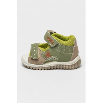 Sandale din piele intoarsa ecologica cu velcro