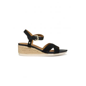 Sandale-espadrile din piele intoarsa cu talpa wedge