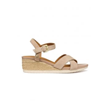 Sandale-espadrile din piele intoarsa cu talpa wedge