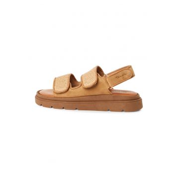 Sandale flatform cu garnituri de piele