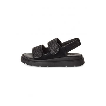 Sandale flatform cu garnituri de piele