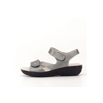 Sandale gri metalizat din piele naturala Sara 129 5526